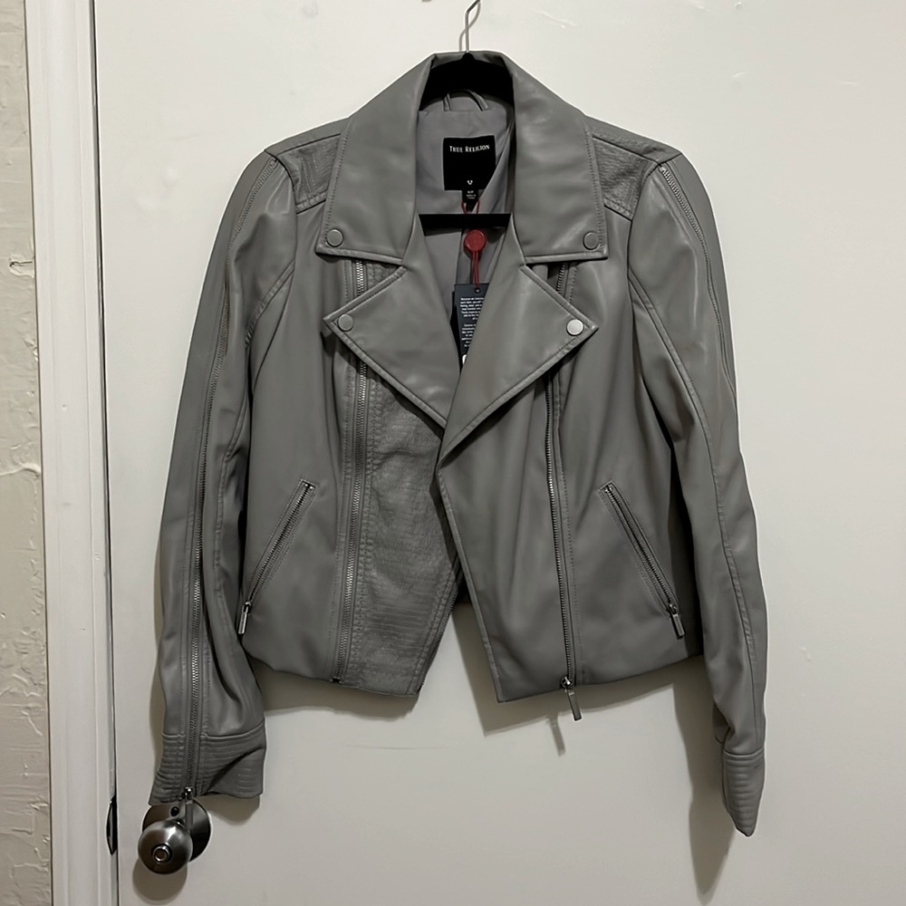 NEW True Religion Faux Leather Moto Jacket